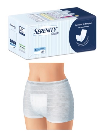 PANNOLONE PER INCONTINENZA FORMATO RETTANGOLARE CON BARRIERA SERENITY 30 PEZZI - pharmaonline24.it