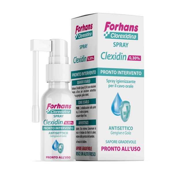 COLLUTORIO SPRAY CON CLOREXIDINA FORHANS CLEXIDIN 50ML - pharmaonline24.it