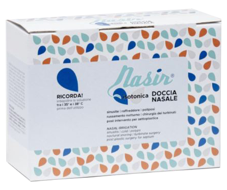 NASIR DOCCIA NASALE CON SOLUZIONE FISIOLOGICA ISOTONICA 10 SACCHE 250 ML + 1 BLISTER - pharmaonline24.it