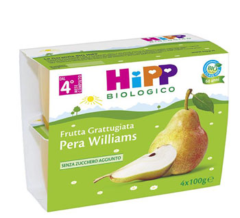 HIPP BIO HIPP BIO FRUTTA GRATTUGGIATA PERA WILLIAMS 4X100 G - pharmaonline24.it