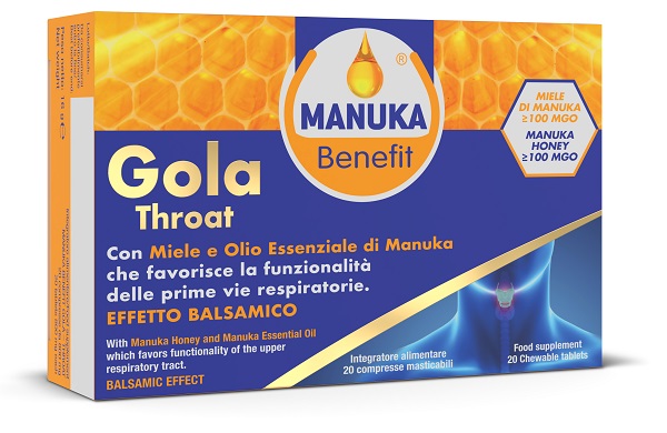 MANUKA BENEFIT GOLA THROAT 20 COMPRESSE MASTICABILI - pharmaonline24.it