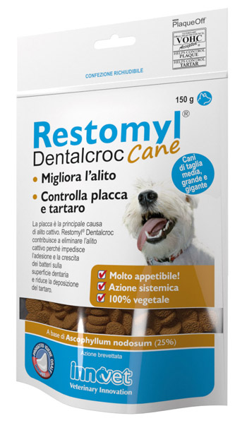 RESTOMYL DENTALCROC CANI TAGLIA MEDIA GRANDE E GIGANTE BUSTA 150 G - pharmaonline24.it