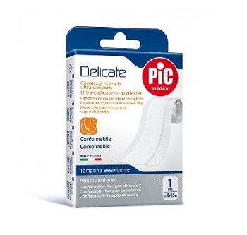 CEROTTO PIC DELICATE STRISCIA BIANCA CON TAMPONE ANTIBATTERICO CM 8X0,5 M - pharmaonline24.it