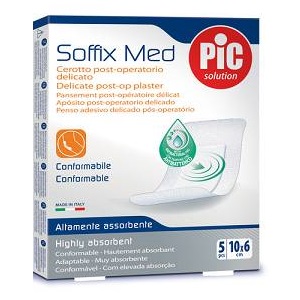 CEROTTO PIC SOFFIX MED IN TNT CON TAMPONE CENTRALE ASSORBENTE STERILE MONOUSO 10X6 CM ANTIBATTERICO 5 PEZZI - pharmaonline24.it
