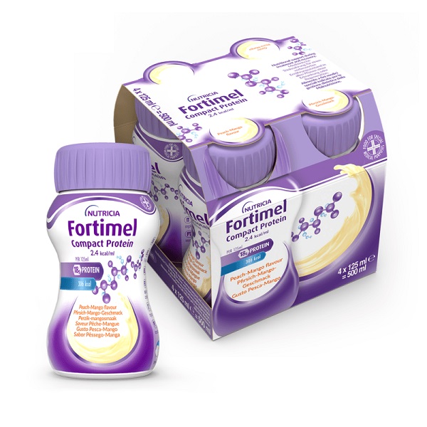NUTRICIA FORTIMEL COMPACT PROTEIN GUSTO PESCA E MANGO 4 BOTTIGLIE DA 125 ML - pharmaonline24.it