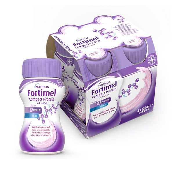 NUTRICIA FORTIMEL COMPACT PROTEIN GUSTO FRUTTI DI BOSCO 4 BOTTIGLIE DA 125 ML - pharmaonline24.it