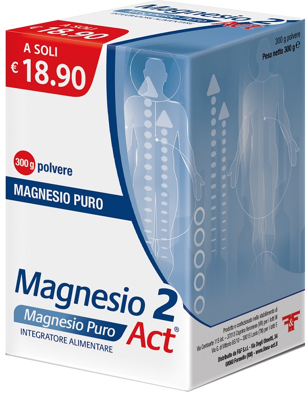 MAGNESIO 2 MAGNESIO PURO ACT POLVERE 300 G - pharmaonline24.it