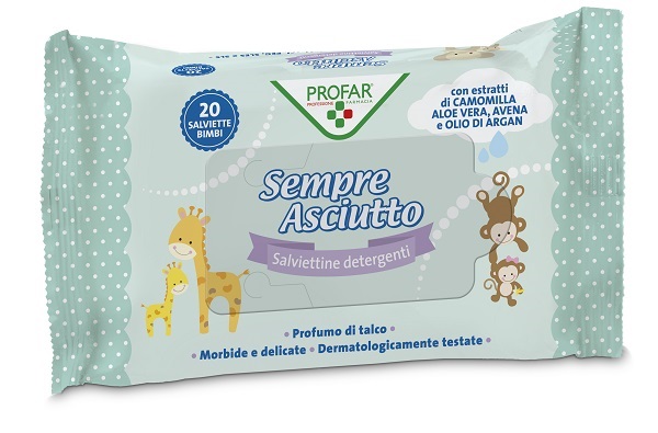 SALVIETTINE UMIDIFICATE SEMPRE ASCIUTTO 20 PEZZI PROFAR - pharmaonline24.it