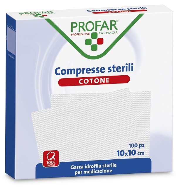 GARZA IDROFILA PROFAR COMPRESSA STERILE 10X10 CM 100 PEZZI - pharmaonline24.it