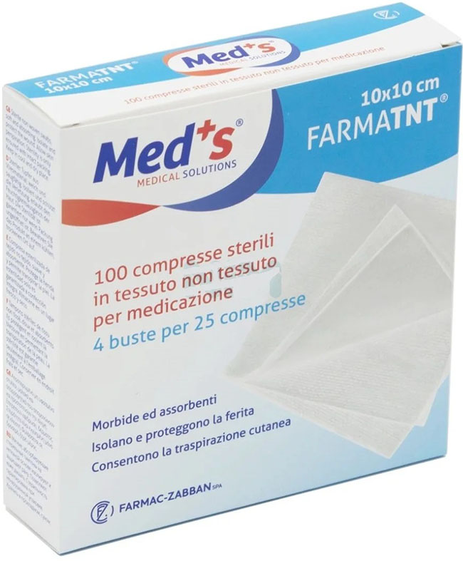 GARZA COMPRESSA MEDS TESSUTO NON TESSUTO 10X10CM 100 PEZZI - pharmaonline24.it