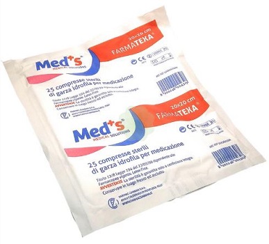 GARZA COMPRESSA IDROFILA MEDS FARMATEXA 12/8 20X20CM 25 PEZZI - pharmaonline24.it