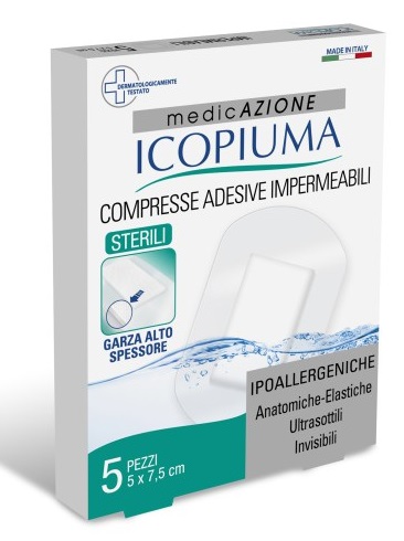 ICOPIUMA GARZA COMPRESSA MEDICATA POSTOPERATORIA 5X7,5 CM 5 PEZZI - pharmaonline24.it
