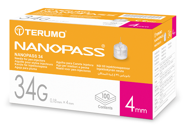 AGO PER PENNA DA INSULINA NANOPASS 34 GAUGE LUNGHEZZA 4 MM 100 PEZZI - pharmaonline24.it
