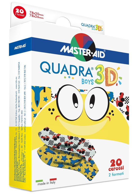 CEROTTO MASTER-AID QUADRA 3D BOYS 20 PEZZI ASSORTITI - pharmaonline24.it