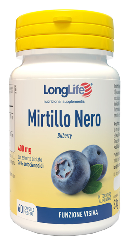 LONGLIFE MIRTILLO NERO 60 CAPSULE VEGETALI - pharmaonline24.it
