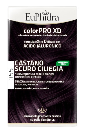 EUPHIDRA COLORPRO XD 355 CASTANO SCURO CILIEGIA GEL COLORANTE CAPELLI IN FLACONE + ATTIVANTE + BALSAMO + GUANTI - pharmaonline24.it