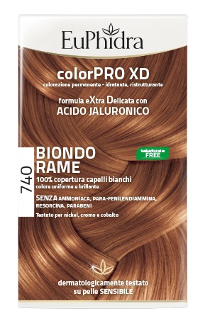 EUPHIDRA COLORPRO XD 740 BIONDO RAME GEL COLORANTE CAPELLI IN FLACONE + ATTIVANTE + BALSAMO + GUANTI - pharmaonline24.it