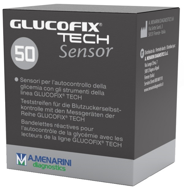 STRISCE MISURAZIONE GLICEMIA GLUCOFIX TECH SENSOR 50 PEZZI - pharmaonline24.it