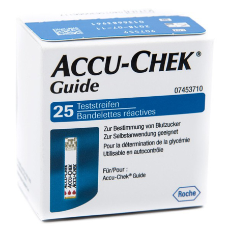 STRISCE MISURAZIONE GLICEMIA ACCU-CHEK GUIDE 25 PEZZI CONFEZIONE RETAIL - pharmaonline24.it