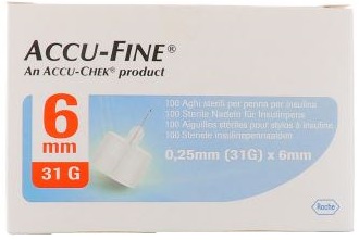 AGO PER PENNA DA INSULINA ACCU-FINE PEN NEEDLE ACCU-CHEK GAUGE 31 X 6MM 100 PEZZI - pharmaonline24.it