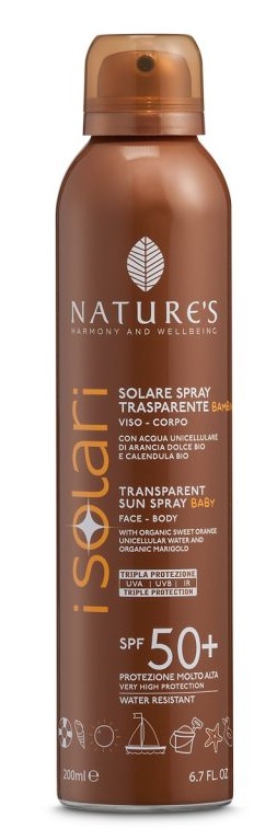 NATURE'S I SOLARI SPRAY TRASPARENTE BAMBINI SPF50+ 200 ML - pharmaonline24.it
