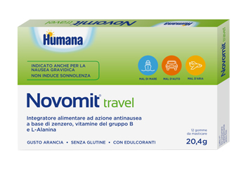 NOVOMIT TRAVEL 12 GOMME DA MASTICARE GUSTO ARANCIA - pharmaonline24.it