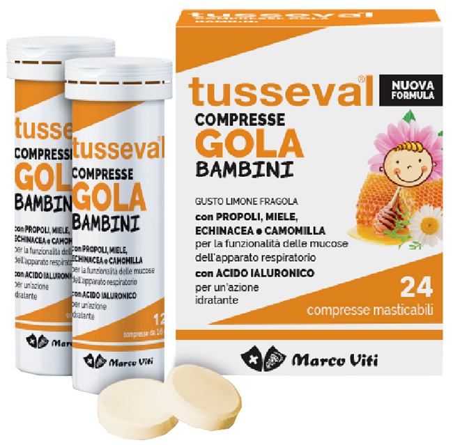 TUSSEVAL GOLA BAMBINI 24 COMPRESSE - pharmaonline24.it