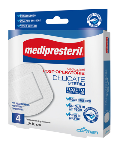 MEDICAZIONE POST OPERATORIA MEDIPRESTERIL DELICATA TNT 10X10CM 5 PEZZI - pharmaonline24.it
