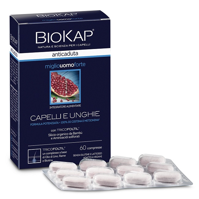 BIOKAP ANTICADUTA MIGLIO UOMO FORTE CON TRICOFOLTIL 60 COMPRESSE - pharmaonline24.it