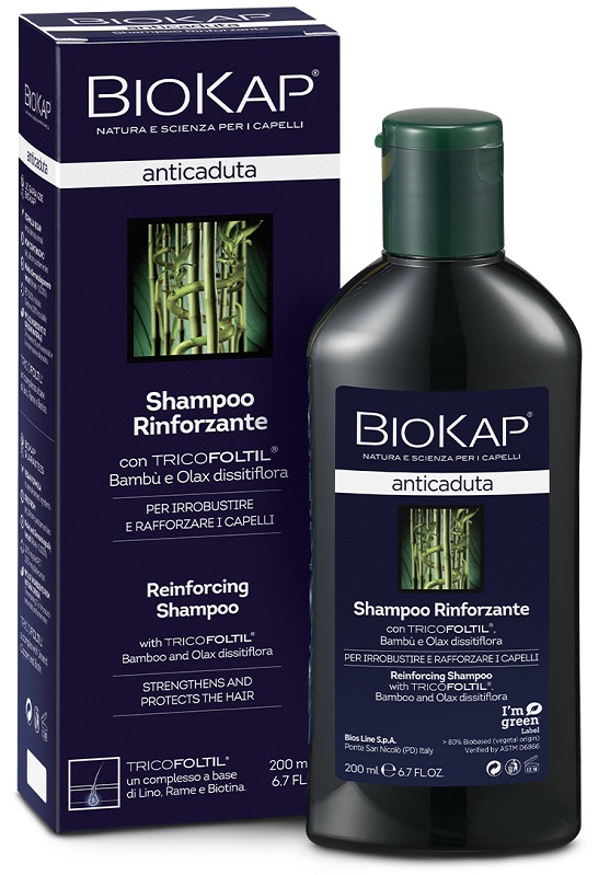 BIOKAP SHAMPOO RINFORZANTE ANTICADUTA CON TRICOFOLTIL NUOVA FORMULA 200 ML - pharmaonline24.it