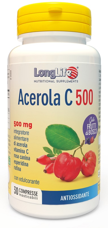 LONGLIFE ACEROLA C500 FRUTTI DI BOSCO 30 COMPRESSE MASTICABILI - pharmaonline24.it