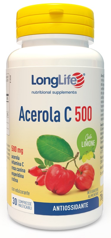 LONGLIFE ACEROLA C500 LIMONE 30 COMPRESSE MASTICABILI - pharmaonline24.it