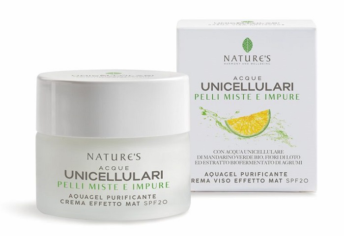 NATURE'S ACQUE UNICELLULARI AQUAGEL CREMA VISO EFFETTO MAT SPF20 50 ML - pharmaonline24.it