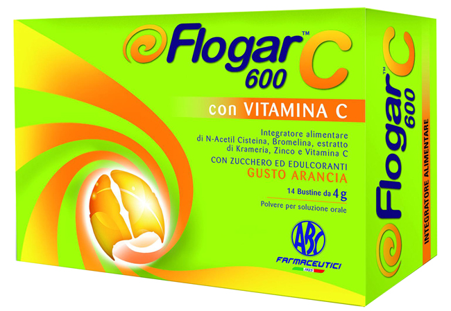 FLOGAR  C 600 CON VITAMINA C 14 BUSTINE GUSTO ARANCIA - pharmaonline24.it