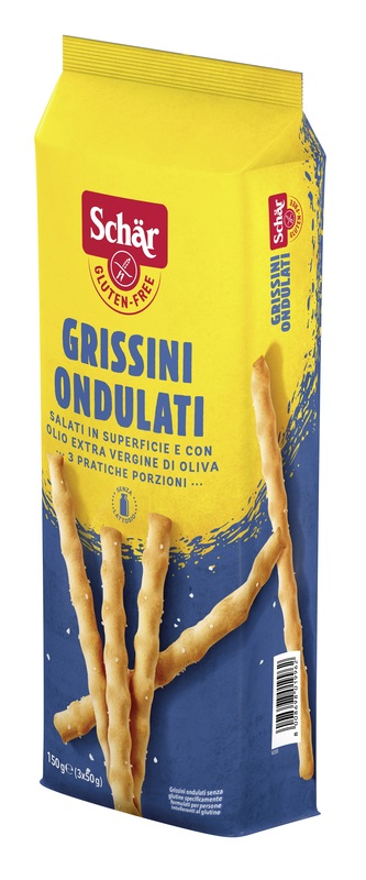 SCHAR GRISSINI ONDULATI SALATI IN SUPERFICIE 3 PORZIONI DA 50 G - pharmaonline24.it