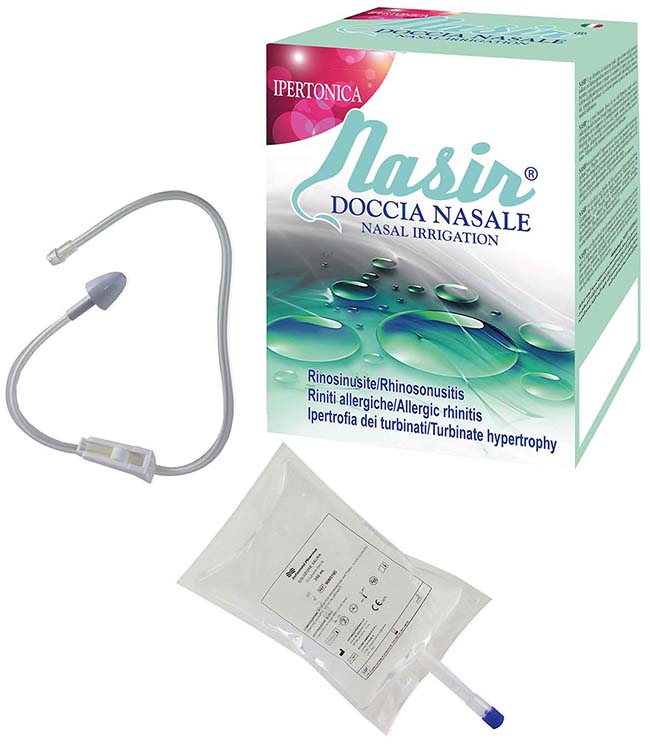NASIR DOCCIA NASALE 2 SACCHE 250 ML ISOTONICA + 1 DEFLUSSORE - pharmaonline24.it