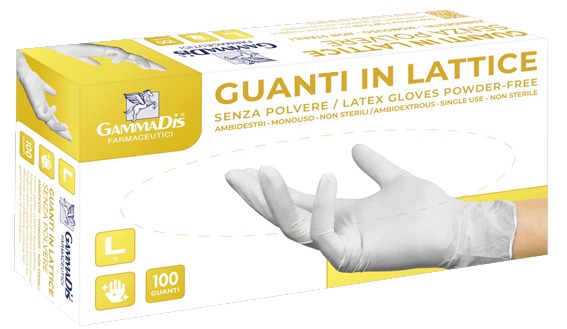 GUANTI LATTICE CON POLVERE MEDIUM 100 PEZZI GAMMADIS - pharmaonline24.it