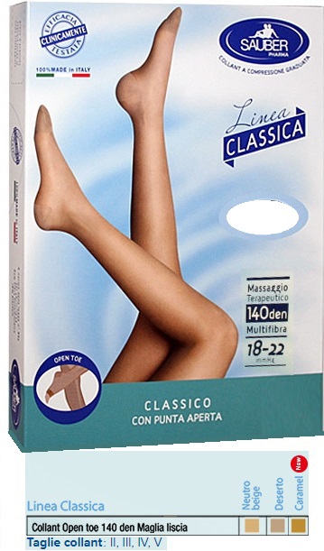 SAUBER COLLANT OPEN TOE MAGLIA LISCIA 140 DEN COLORE NEUTRO BEIGE TAGLIA 4 LINEA CLASSICA - pharmaonline24.it