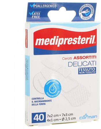 MEDIPRESTERIL CEROTTI DELICATI ASSORTITI 4 FORMATI 40 PEZZI - pharmaonline24.it