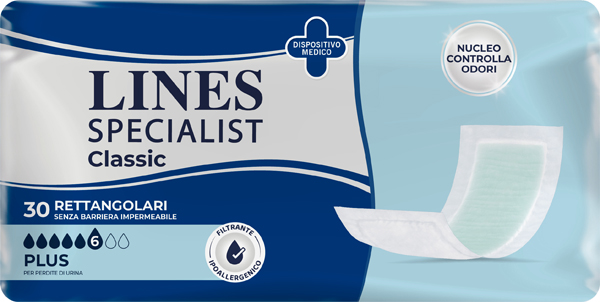 PANNOLONE RETTANGOLARE LINES SPECIALIST CLASSIC SENZA BARRIERA 30 PEZZI - pharmaonline24.it