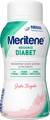 MERITENE RESOURCE DIABET FRAGOLA ALIMENTO IPERPROTEICO 28 VITAMINE E MINERALI 200 ML - pharmaonline24.it