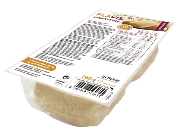 FLAVIS CIABATTINE PANINI BIANCHI APROTEICI 4 PEZZI DA 65 G - pharmaonline24.it