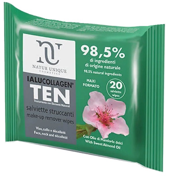 NATUR UNIQUE IALUCOLLAGEN TEN SALVIETTE STRUCCANTI VISO 20 SALVIETTE MAXI - pharmaonline24.it