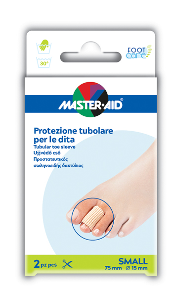 PROTEZIONE TUBOLARE IN GEL MASTER-AID FOOTCARE ELASTICIZZATO SMALL 7,5 CM 15 MM 2 PEZZI C4 - pharmaonline24.it