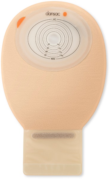 DANSAC NOVALIFE TRE 1 SACCA APERTA OPACA PIANA MIDI PER ILEOSTOMIA CON FINESTRA RITAGLIABILE 15-55X70 MM 420 ML 30 PEZZI - pharmaonline24.it