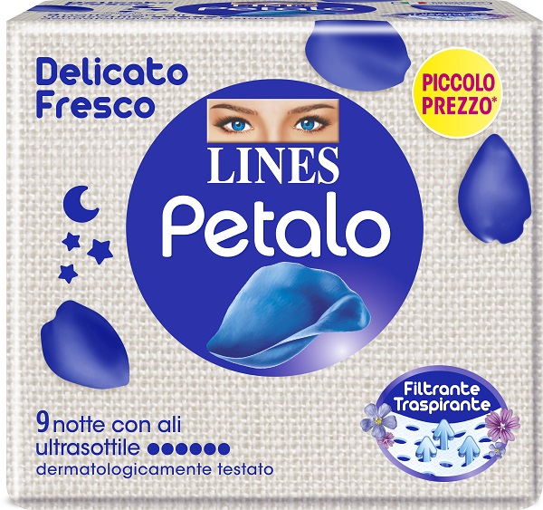 LINES PETALO BLU ASSORBENTE NOTTE 9 PEZZI - pharmaonline24.it