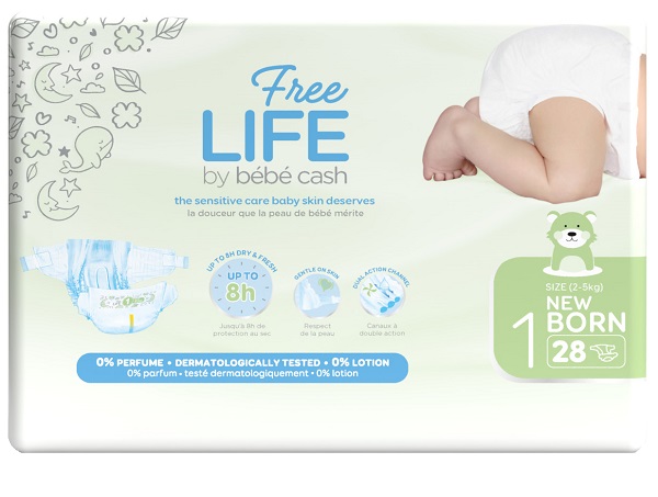 FREELIFE BY BEBECASH PANNOLINI NEW BORN TAGLIA 1 2-4 KG GIROVITA 30-41 CM 28 PEZZI - pharmaonline24.it