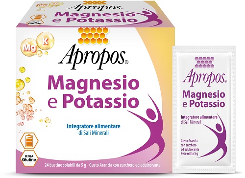 APROPOS MAGNESIO POTASSIO 24 BUSTINE DA 5 G GUSTO ARANCIA - pharmaonline24.it