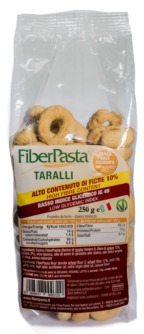 FIBERPASTA TARALLI BASSO INDICE GLICEMICO 250 G - pharmaonline24.it