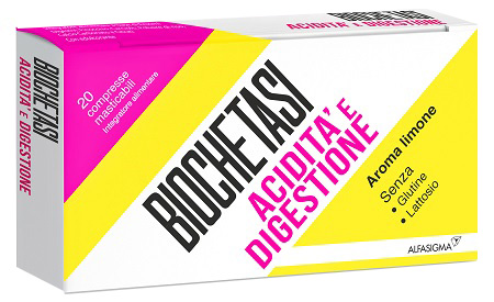 BIOCHETASI ACIDITA' E DIGESTIONE 20 COMPRESSE MASTICABILI AROMA LIMONE - pharmaonline24.it